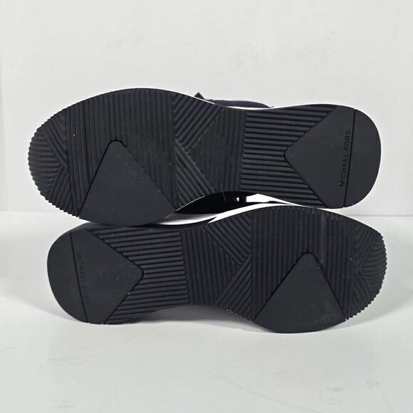 Michael Kors Liv Wedge Booties Womens 5 Black Brown‎ Monogram Soft Knit - Picture 6 of 12